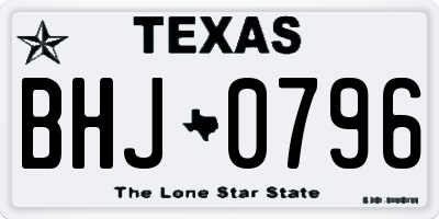 TX license plate BHJ0796