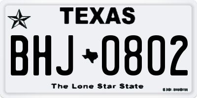 TX license plate BHJ0802