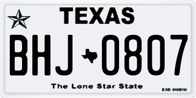 TX license plate BHJ0807