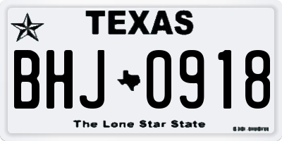 TX license plate BHJ0918