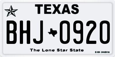TX license plate BHJ0920