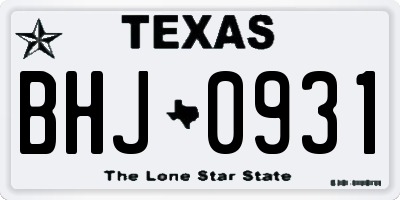 TX license plate BHJ0931
