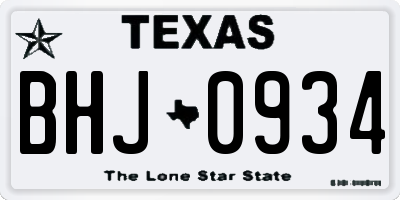 TX license plate BHJ0934