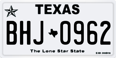 TX license plate BHJ0962