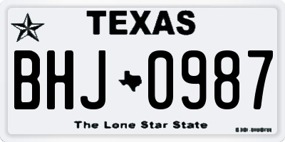 TX license plate BHJ0987