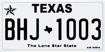 TX license plate BHJ1003