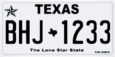 TX license plate BHJ1233