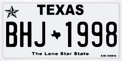 TX license plate BHJ1998