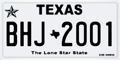 TX license plate BHJ2001