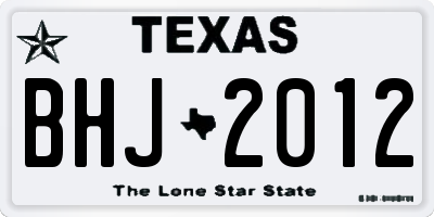 TX license plate BHJ2012