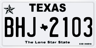 TX license plate BHJ2103