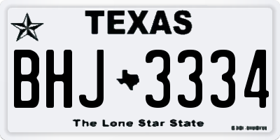 TX license plate BHJ3334