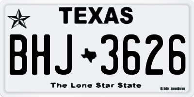 TX license plate BHJ3626