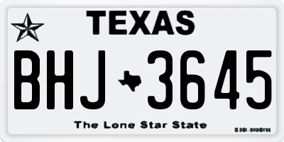 TX license plate BHJ3645