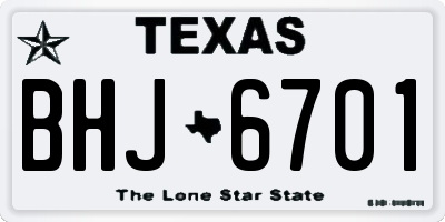 TX license plate BHJ6701