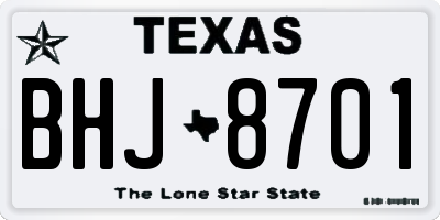 TX license plate BHJ8701