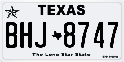 TX license plate BHJ8747