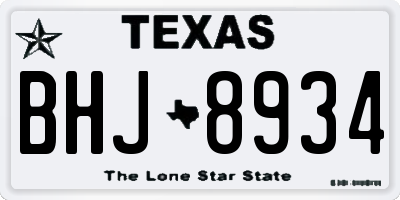 TX license plate BHJ8934