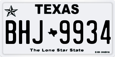TX license plate BHJ9934