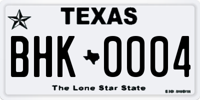 TX license plate BHK0004