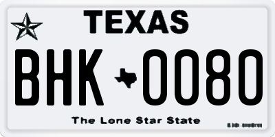 TX license plate BHK0080
