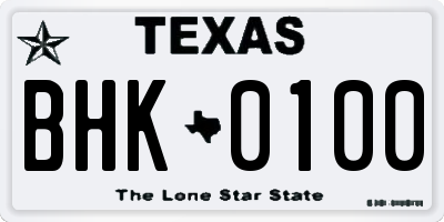 TX license plate BHK0100