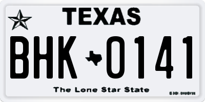 TX license plate BHK0141