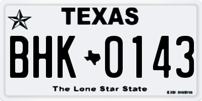 TX license plate BHK0143