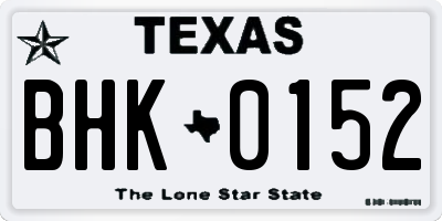 TX license plate BHK0152