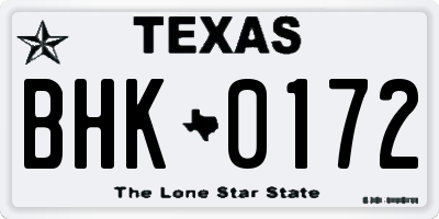 TX license plate BHK0172
