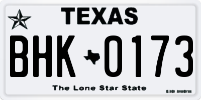 TX license plate BHK0173