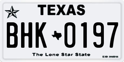 TX license plate BHK0197