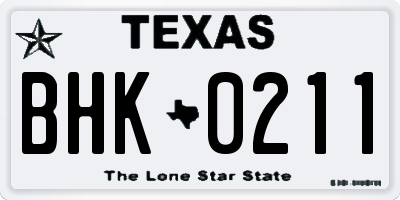 TX license plate BHK0211