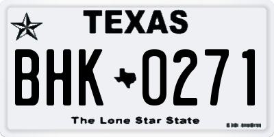 TX license plate BHK0271