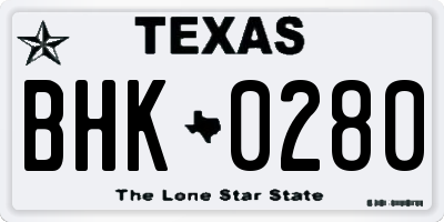 TX license plate BHK0280