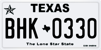TX license plate BHK0330