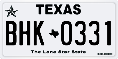 TX license plate BHK0331