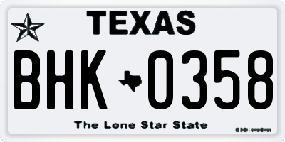 TX license plate BHK0358