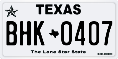 TX license plate BHK0407