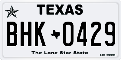 TX license plate BHK0429
