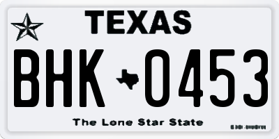 TX license plate BHK0453