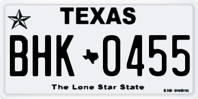 TX license plate BHK0455