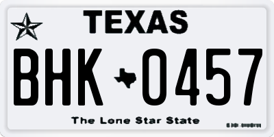 TX license plate BHK0457