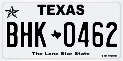 TX license plate BHK0462