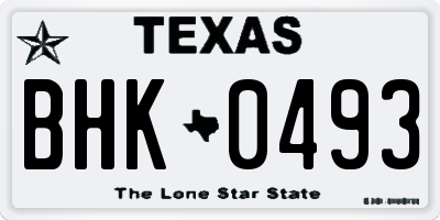 TX license plate BHK0493