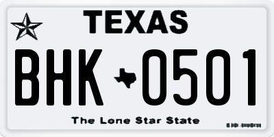 TX license plate BHK0501