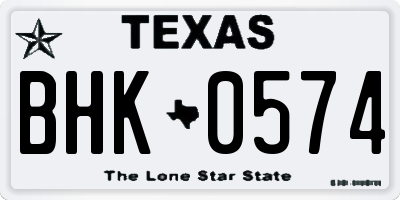 TX license plate BHK0574