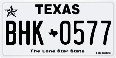 TX license plate BHK0577