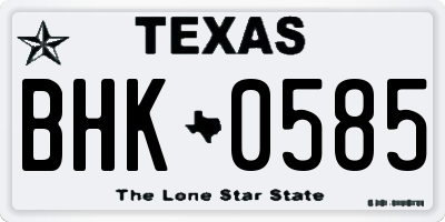TX license plate BHK0585