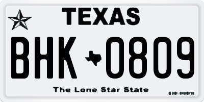 TX license plate BHK0809